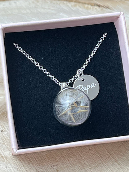 Pusteblumen Kette mit Gravur | 925 Silber