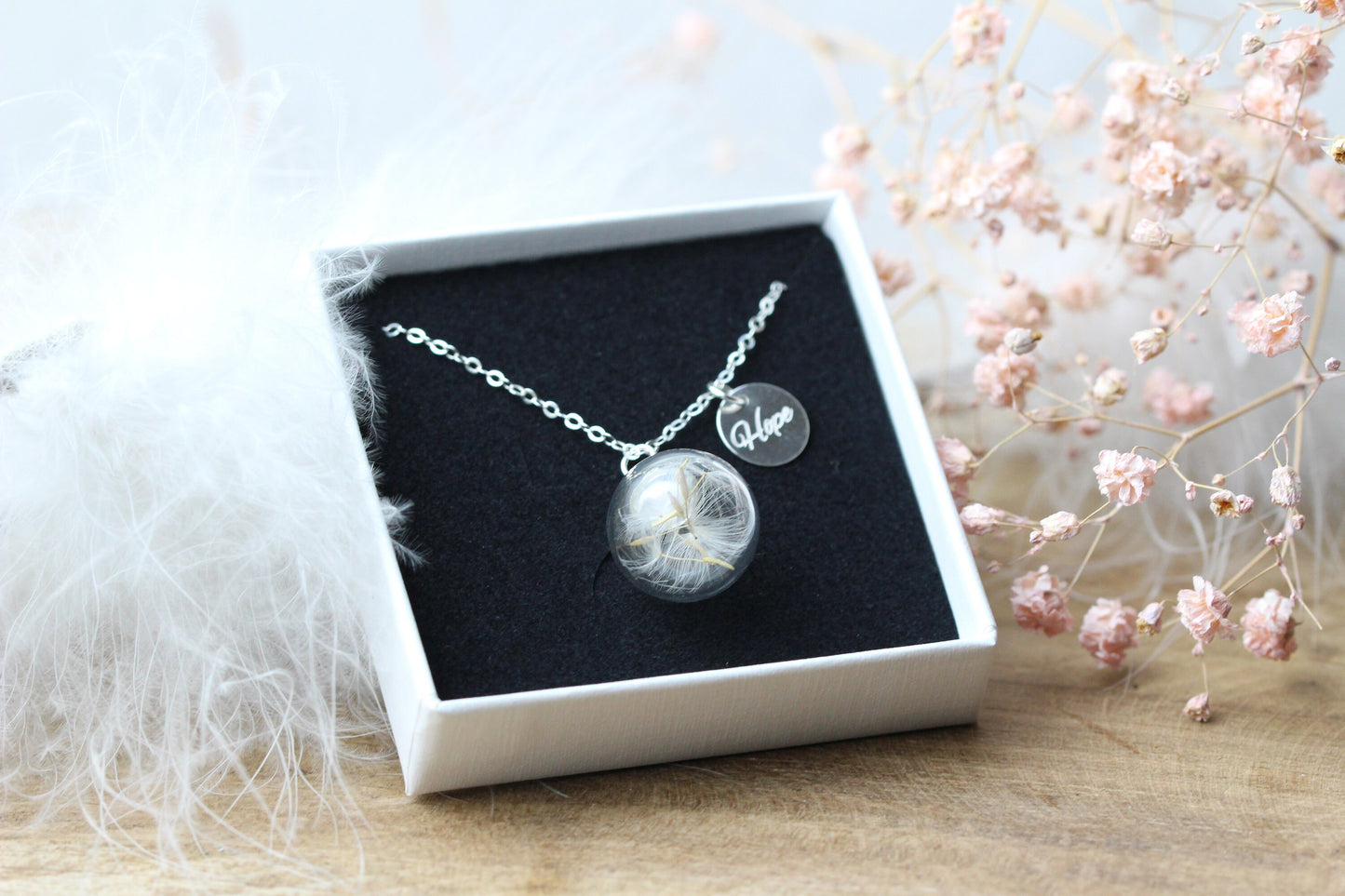 Pusteblumen Kette mit Gravur | 925 Silber