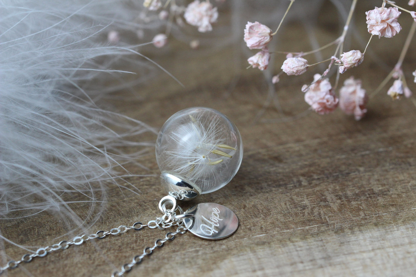 Pusteblumen Kette mit Gravur | 925 Silber